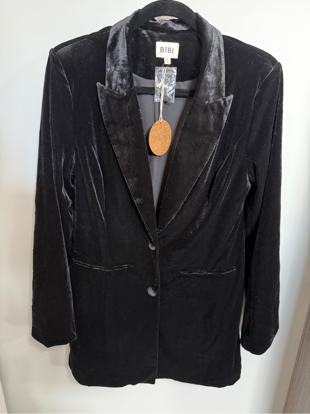 Bibi Black Velvet Blazer Jacket NWT M